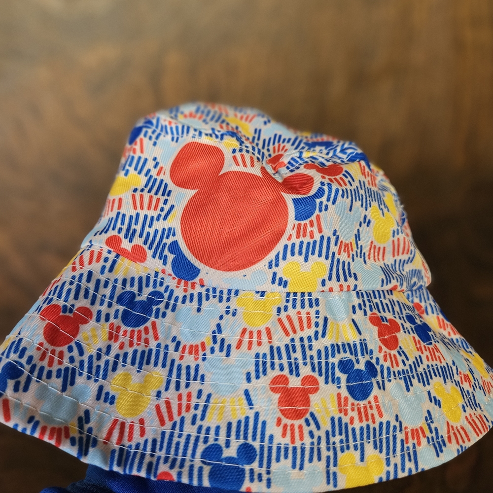 Disney Kids Bucket Hat with Red, Blue, Yellow Mickey Pattern